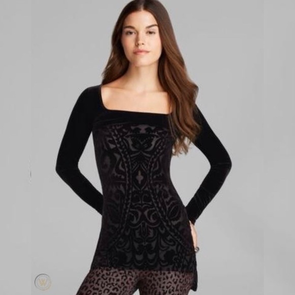 Free People Dresses & Skirts - Free People Black Velvet Boogie Nights Mini Dress